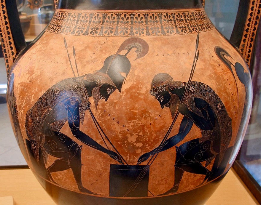 Exekias, anfora con achille e aiace che giocano a dai, castore e polluce, da vulci, 540-30 ac ca. 03
